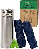 EcoYou Eco Floss | 2 Charcoal Dental Floss Refills + Dental Floss Holder | Mint & Candelilla Wax | Bamboo Floss