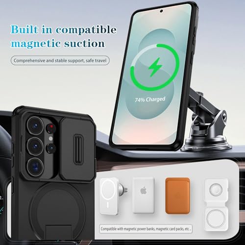 Image of ShieldTech MagStand Series Case for Samsung Galaxy S26 Ultra 5G, Mobile Cover with Sliding Camera Shield, Mag-Safe, Kickstand, Shockproof for Samsung Galaxy S26 Ultra 5G - Black