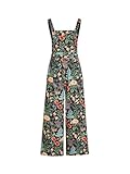 CIDER Lightweight Corduroy Floral Button Wide Leg Jumpsuit, Black, Medium
