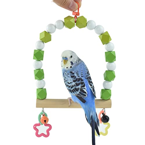 Wooden-Bird-Swing-Perch-for-Parakeet-Small-Birds-Hanging-Cage-Stands-Cockatiels-Parrot-Colorful-Beads-Bell-Trainning-Toy-Playground-Gym-Accessories-for-Lovebirds-Conures-Budgies