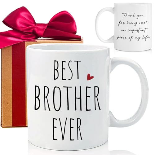 Novelty Coffee Mug Gift for Brothers - Best Brother Ever - Unique Tea Cup for Birthday, Christmas &...