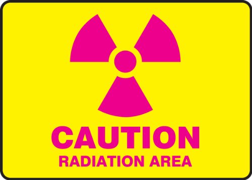 Panneau Zone de Rayonnement Adhésif Jaune et Magenta 18x25 cm Accuform MRAD501XV Dura-Vinyl