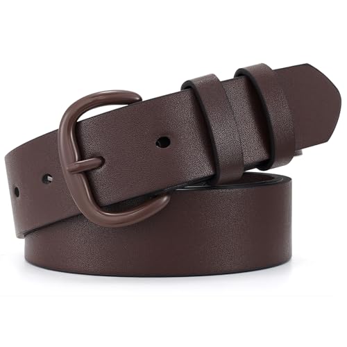 Image of WHIPPY Women Leather Belt for Jeans Pants Dresses Black Ladies Waist Belt with Pin Buckle