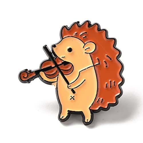UR URLIFEHALL 10 Pcs Violin Hedgehog Enamel Pins Funny Enamel Lapel Brooches Pins Cute Brooches for Backpacks Clothing Bag Decoration