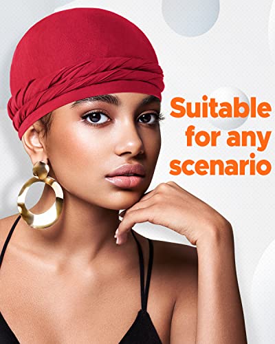 image for BEACE Silk Satin Lined Pre-Tied Turban Durag Head Wrap for Men & Women