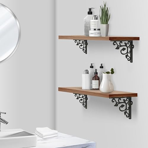 Image of Tree Twig Shelf Support Aluminium Wall Bracket for Metal Handcrafted Shelf Bracket for Floating Shelves L Angle Decorative Corner Brace Joint Wall Mounted Shelf (Black, Pack of 1 Pair)