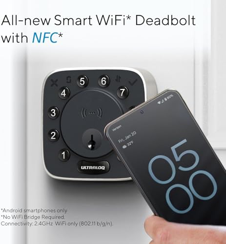 Image of ULTRALOQ Upgrade Bolt NFC Smart Door Lock, Built-in WiFi Deadbolt 6-in-1 Keypad Keyless Entry Door Lock & Door Sensor,Auto Unlock,IP65 Waterproof,Easy Installation,BHMA Grade AAA