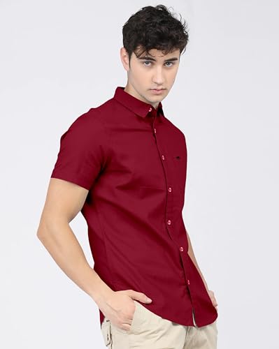Image of BRUCEWANE Men's 100% Cotton Half Sleeve Shirt