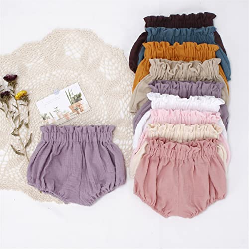 Image of 3 Pack of Little Baby Girls Boys Cotton Linen Blend Cute Bloomer Shorts