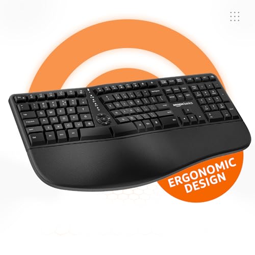 Amazon Basics Pro Series Wireless Ergonomic Keyboard with Mouse|2.4GHz ...