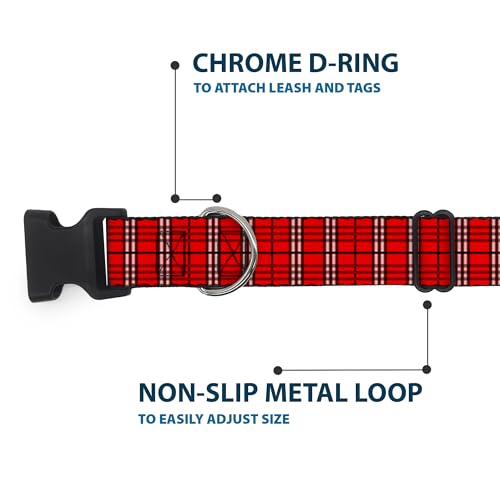 Collier réglable Buckle Down rouge 13-45,7 cm pour chien difficile à ajuster - 6
