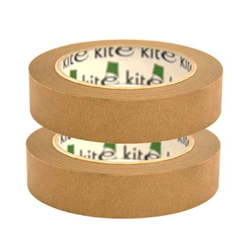 2X 25mm x 50m Framers Tape - Brown Masking Tape - Self-Adhesive Kraft Paper Material Ideal for Picture framing Masking Decorating and or Packaging - Eco-Friendly - 100% Recyclable - Vegan(2)