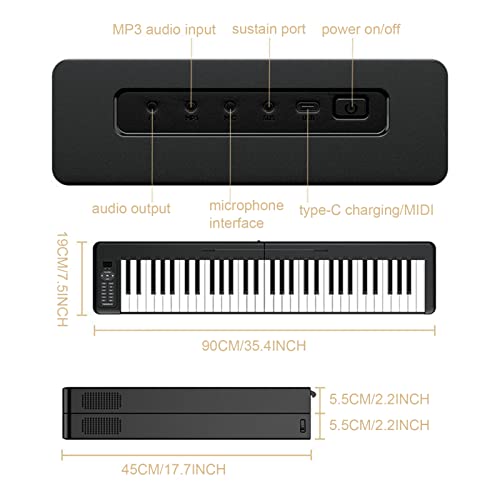 Piano Pliant Piano Électrique Portable Pleine Grandeur Grain De Bois Tactile 61 Touches Piano Numérique Rechargeable Avec Haut-Parleur Bluetooth MIDI for Débutants (Color : White) - Les Beatles, Paul McCartney, John Lennon, RIngo Starr, George Harrison Piano Pliant Piano Électrique Portable Pleine Grandeur Grain De Bois Tactile 61 Touches Piano Numérique Rechargeable Avec Haut-Parleur Bluetooth MIDI for Débutants (Color : White) – Image 7