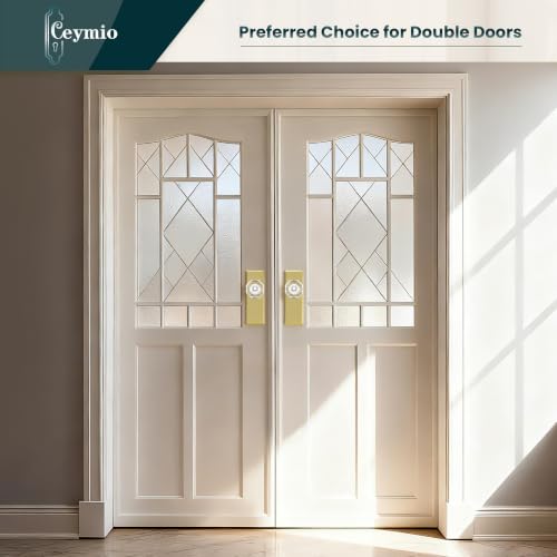 Image of Antique Crystal Dummy Door Knobs Interior, 2 Pack, Brushed Gold | Zinc Alloy & Crystal Glass Knob, Non-Turning Single Side Vintage Classic Door Knob for Bifold Hallway Interior Doors