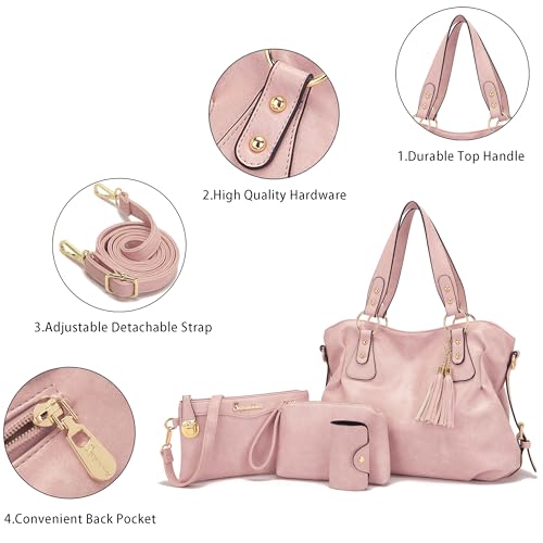 Soperwillton Fashion Handbag for Women Shoulder Bag Top Handle Satchel Hobo Tote Bag Purse Set 4pcs3