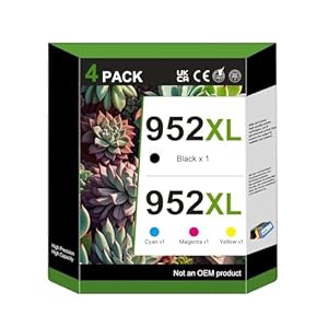 GoToners 952XL Latest Upgrade Compatible Ink Cartridges Combo Pack Replacement for HP 952 XL Use for Officejet Pro 8710 8720 7740 8210 8740 8715 7720 8725 8730 (4-Pack, XL)
