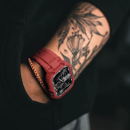 Image of amBand Bands Compatible with Apple Watch 9 /8 /7 /SE (3 /2 /1) /6 /5 /4 45mm /44mm Case for Men, M1 Sport Series Rugged Bumper Protective Cover for iWatch SE3 /SE2 /6 /SE /5 /4 /3 44 mm 42mm - Mars Red