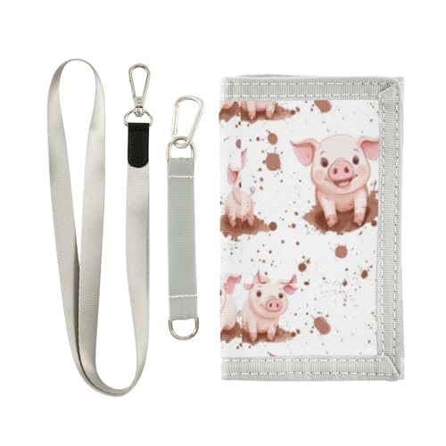 Wusikd Cute Pig Kids Wallet for Boys Girls Toddler Trifold Wallet Novelty Wallet for Teens Women Men