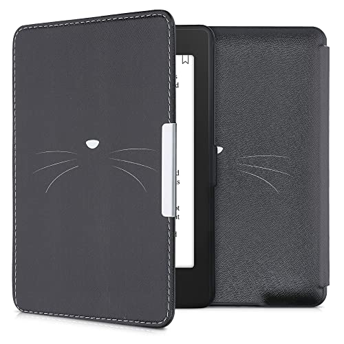 kwmobile Case Compatible with Amazon Kindle Paperwhite - Case PU e-Reader Cover - Meow Meow White/Black