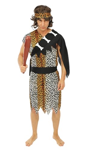P'TIT CLOWN - 99806 - Déguisement Homme des Cavernes - Costume pour Adulte - Parfait pour Carnaval, Fêtes Costumées et Évènements à Thème - Polyester -...