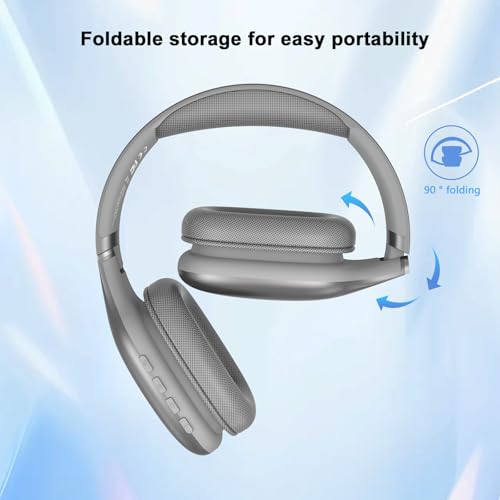 Image of iFAST Foldable Wireless Stereo Headphone | 24 Hours Music & Calls| Dual Mode (Wired & Wireless) Gaming Headset with Adjustable Headband [Grey].