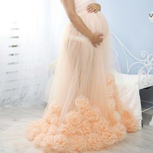 WDPL Women's Long Floor Length Ruffles 3D Floral Sheer Tulle Skirt4