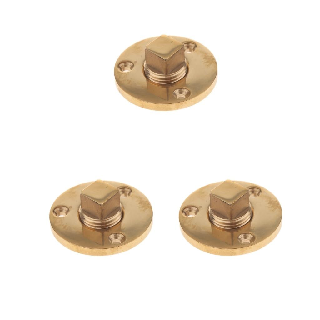 3 Set Boat Marine Garboard Drain Plug Machined Brass Fits 1" Diameter Hole 1/2''NPT
