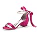 LGYKUMEG Damen Brautschuhe, Peep Toe High Heels Sandalen mit Strass Satin Hochzeitsschuhe,Rose red,37EU/6US/4UK