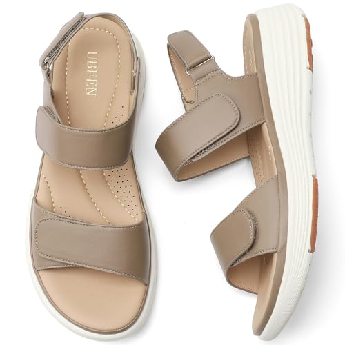 Image of UBFEN Womens Platform Sandals Wedge Walking Comfortable Casual Adjustable Strap Lightweight Open Toe