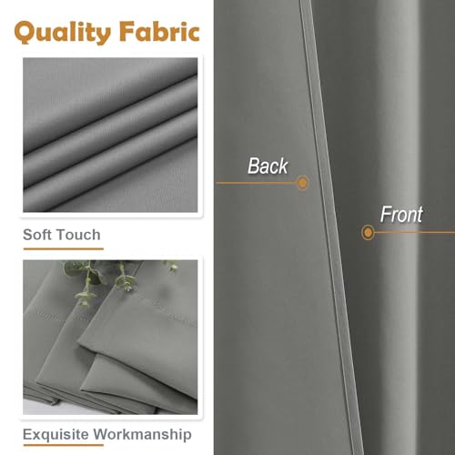 Image of Aiyufeng Light Grey Short 36 Inches Blackout Curtain 2 Panels Set, Half Window Rod Pocket Privacy Curtain Tiers for Kitchen, Curtains Blackout for Bathroom Shades, W40 x L36 Inch, Light Grey
