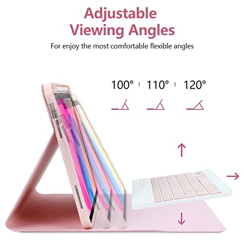 Bamcoo Ipad 10Th Generation Case With Keyboard (10.9", 2022), Ipad 10Th Gen Keyboard Case With Detachable Bluetooth Keyboard, Rechargeable Keyboard Case With Pencil Holder For Ipad 10Th Gen (Pink) #TOP2