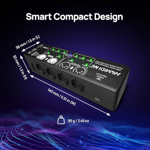 Image of CME H4MIDI WC Advanced USB Host MIDI Interface | Router, Filter, Mapper, Optional WIDI Bluetooth MIDI, Standalone 9V Power Mode, For Guitarists and Producers