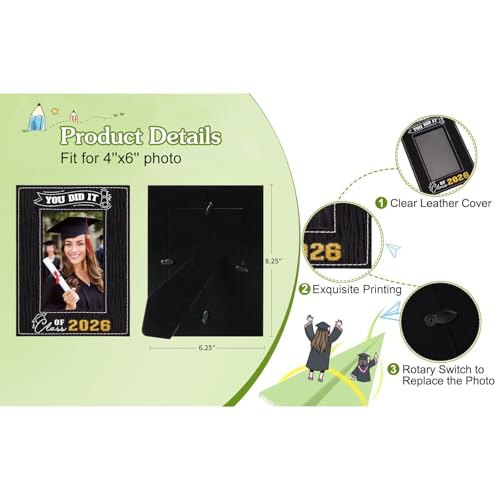 Image of FLYAB Class of 2026 Picture Frame - Graduation Gifts You Did It Portrait Photoframe for Women Men Wood- Special Display for a Treasured Graduation for College High School Pre-K Graduates