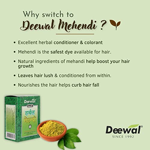 Image of Deewal Herbal Khadi Mehndi for Unisex, 400g - Black (Pack of 5)