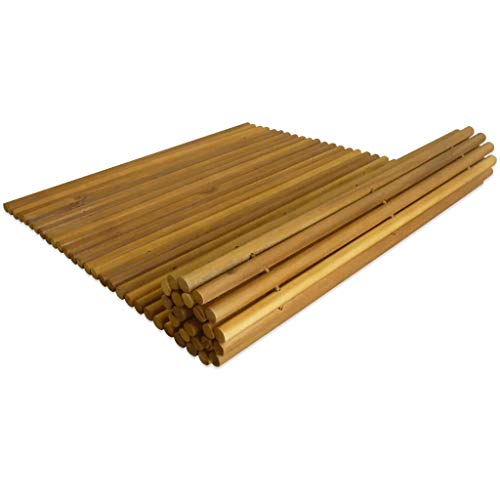 Tarima de Ducha y baño Enrollable, Madera de Acacia, Alfombra de baño Antideslizante 80 x 50 cm