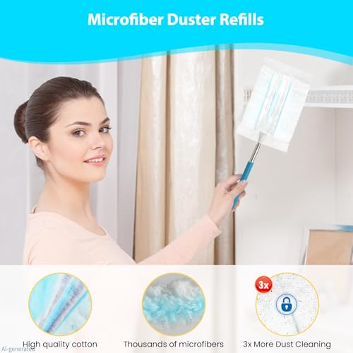 Image of 20 Count Feather Dusters Refill for Cleaning, 180 Degree Heavy Duty Duster Replacement Head for Swiffer Duster,Dusting Furniture, Blinds, Ceiling Fans, Helps Remove Allergens