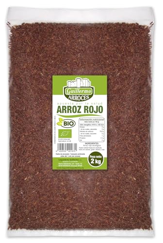 Guillermo | Arroz rojo BIO - Bolsa 2kg. | 100% ecológico | Aporta fibra y carbohidratos | Disminuye el colesterol