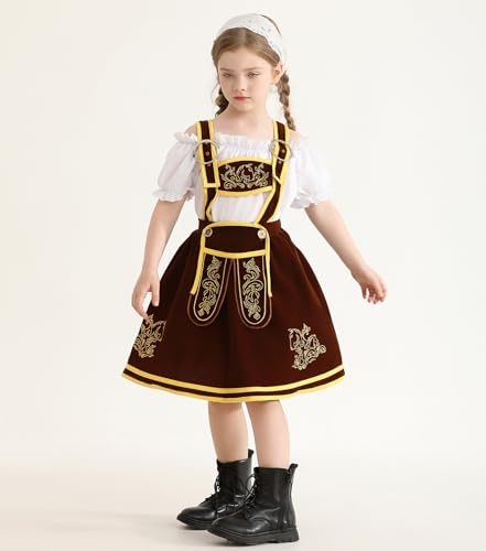 Disfraz tradicional bávaro de niño, café y blanco miniatura 2
