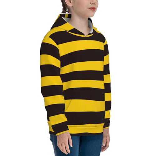 Bee Stripe Kids Pullover Hoodies Boys Sweatshirts Girls Athletic Clothes with Pocket3
