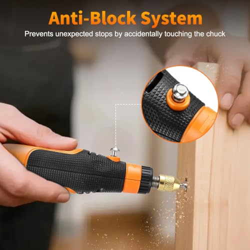 Image of Rotary Tool Kit Cordless 4V W / 105pcs Accessories, 3-Speed, USB-C | Orange Electric Mini Power Rotary Tool Max 15000RPM Battery Power & Charging for Polishing, Grinding, Cutting, Engraving
