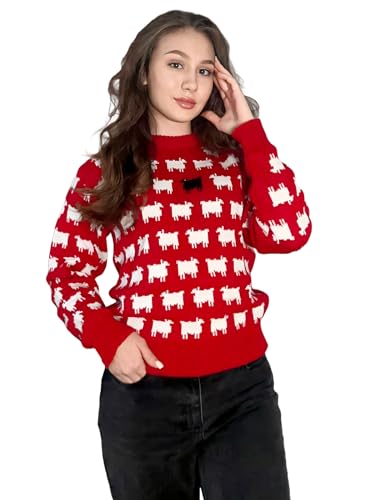 Unisex Black Sheep Red Color Soft Knitted Wool Sweater Inspired by Lady Princess Diana