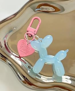 LAEKOU Jelly Balloon Dog Design Keychain for Women, Cute Girls Key Chain, Bag Charms Accessories for Car Purse Backpack