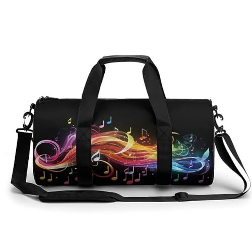 Duffel Bag Rainbow Musical Note Melody Printed Foldable Gym Bag for Men Women Duffle Bag Lightweight with Inner Pocket for Travel Sports