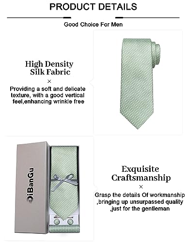 Image of DiBanGu Plaid Ties for Men Silk Checkered Necktie and Pocket Square Cufflinks Tie Clip Set with Gift Box for Wedding Business