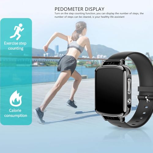 Smart-Recorder-Uhr, Voice-Recorder-Uhr, Sprachaktivierte Recorder-Uhr, MP3-HiFi-Wiedergabe, Sportuhr, Bluetooth 4.2 mit Weißer Schrift und Digitalem Bildschirm, One-Touch (4G)