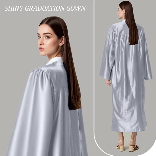GraduationForYou Shiny Choir Robe (Loose, 48 (5'3" - 5'5"), Silver)2