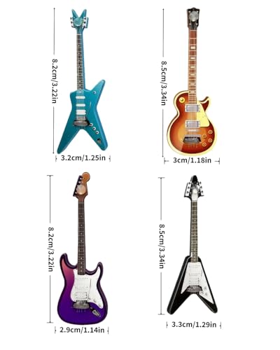 Set de 4 imanes decorativos guitarra de madera miniatura 3