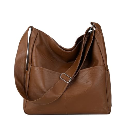Sac à bandoulière femme en cuir souple rétro grand format pour voyage et quotidien