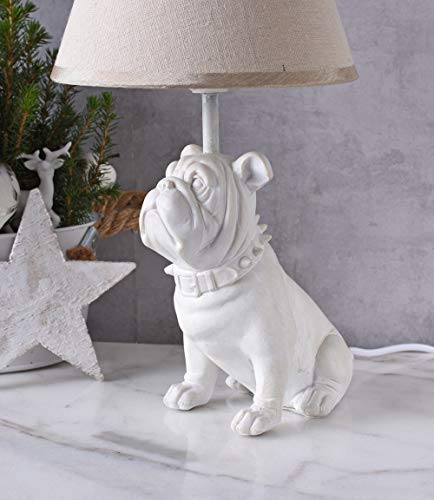 Mops Tischlampe Bulldogge Bulli Leuchte Weiss Tischleuchte Hund Landhaus Lampe cw073 Palazzo Exklusiv
