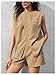 Floerns Women's Two Piece Sets Business Sleeveless Wrap Split Front Tank Top Shorts Outfits Khaki X-Small